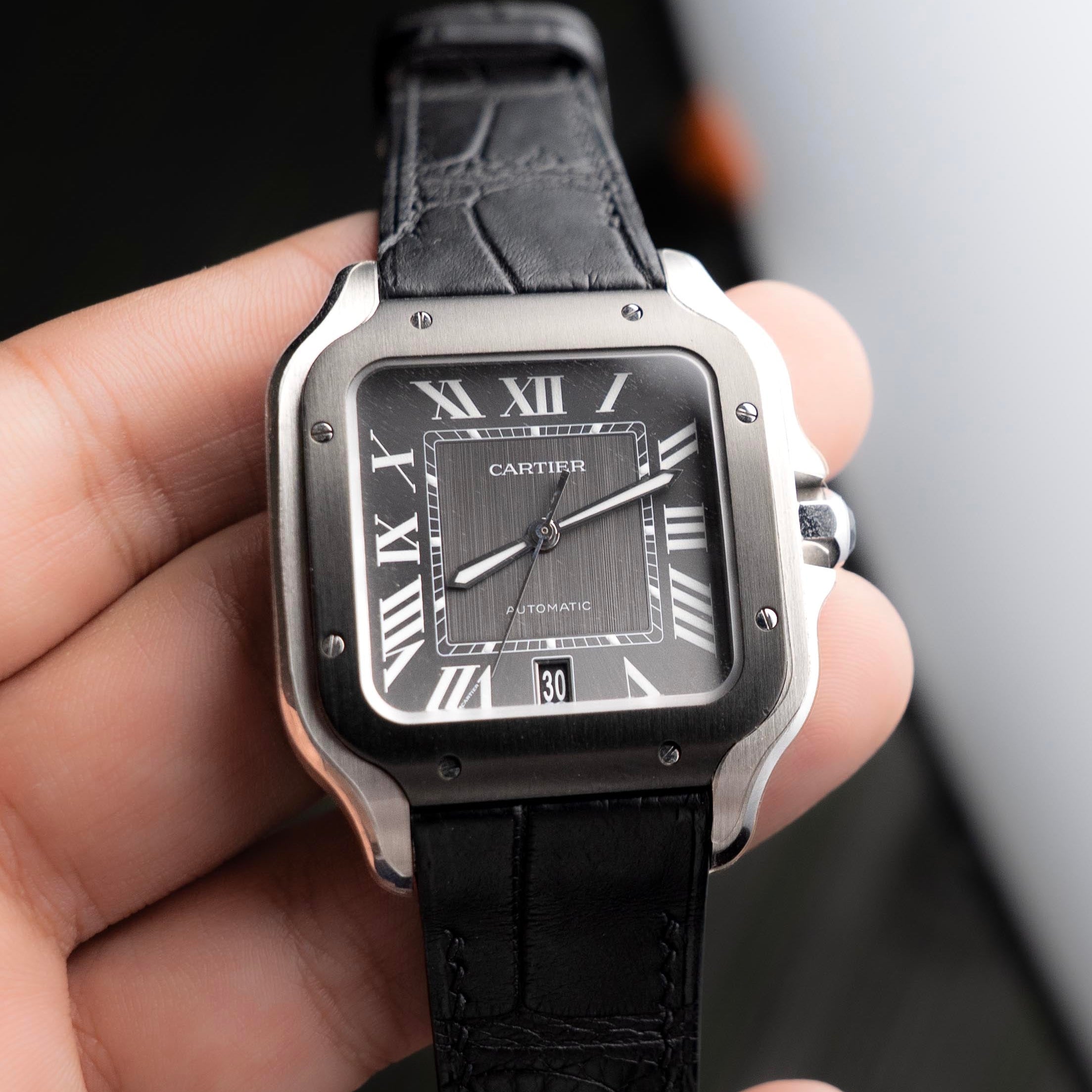 ALLIGATOR | CARTIER SANTOS LARGE | BLACK
