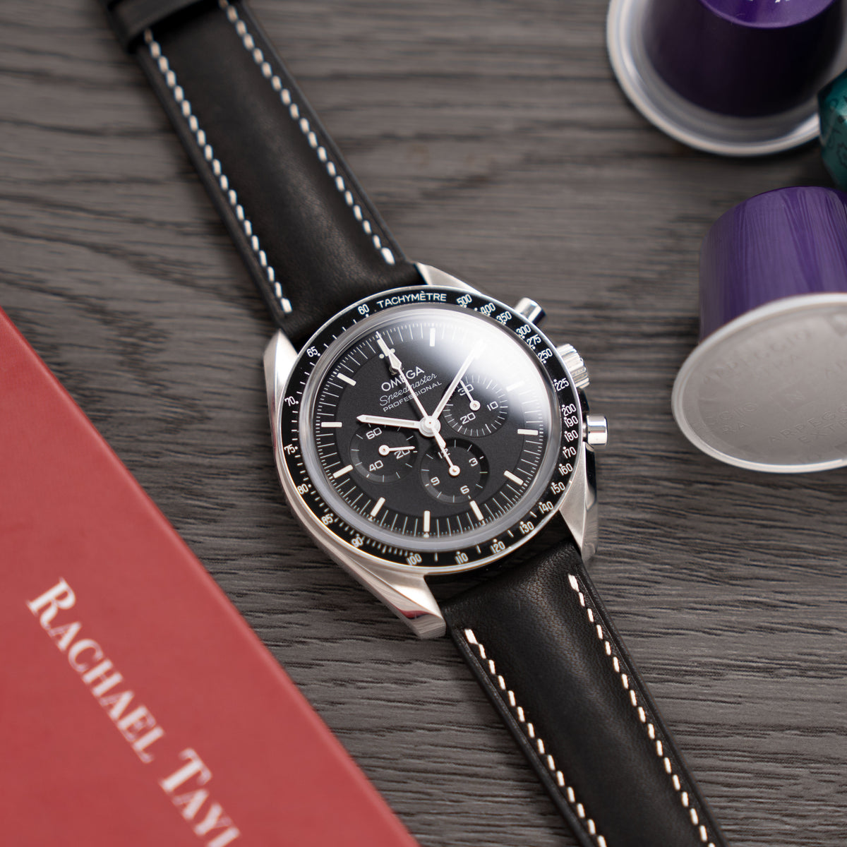 Barenia Slim Black Leather watch strap by OPTO WATCH CO., photo 3