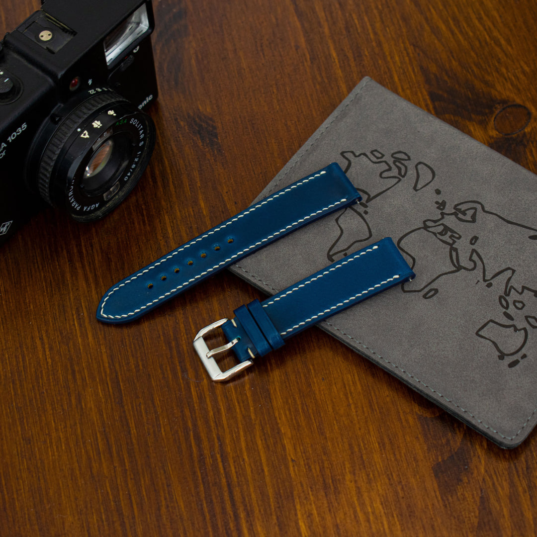 SHELL CORDOVAN | NAVY BLUE LEATHER WATCH STRAP | DUBAI | OPTO WATCH CO_opto-watch-co.
