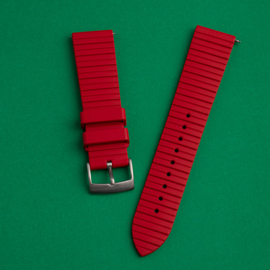 STRIPES FKM RUBBER STRAP | RED | OPTO WATCH CO