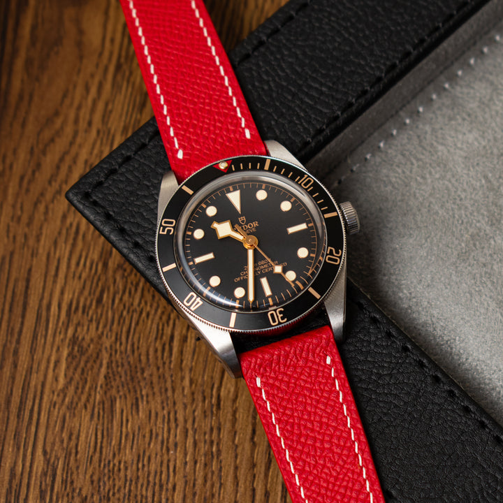 EPSOM | RED LEATHER WATCH STRAP | OPTO WATCH CO.