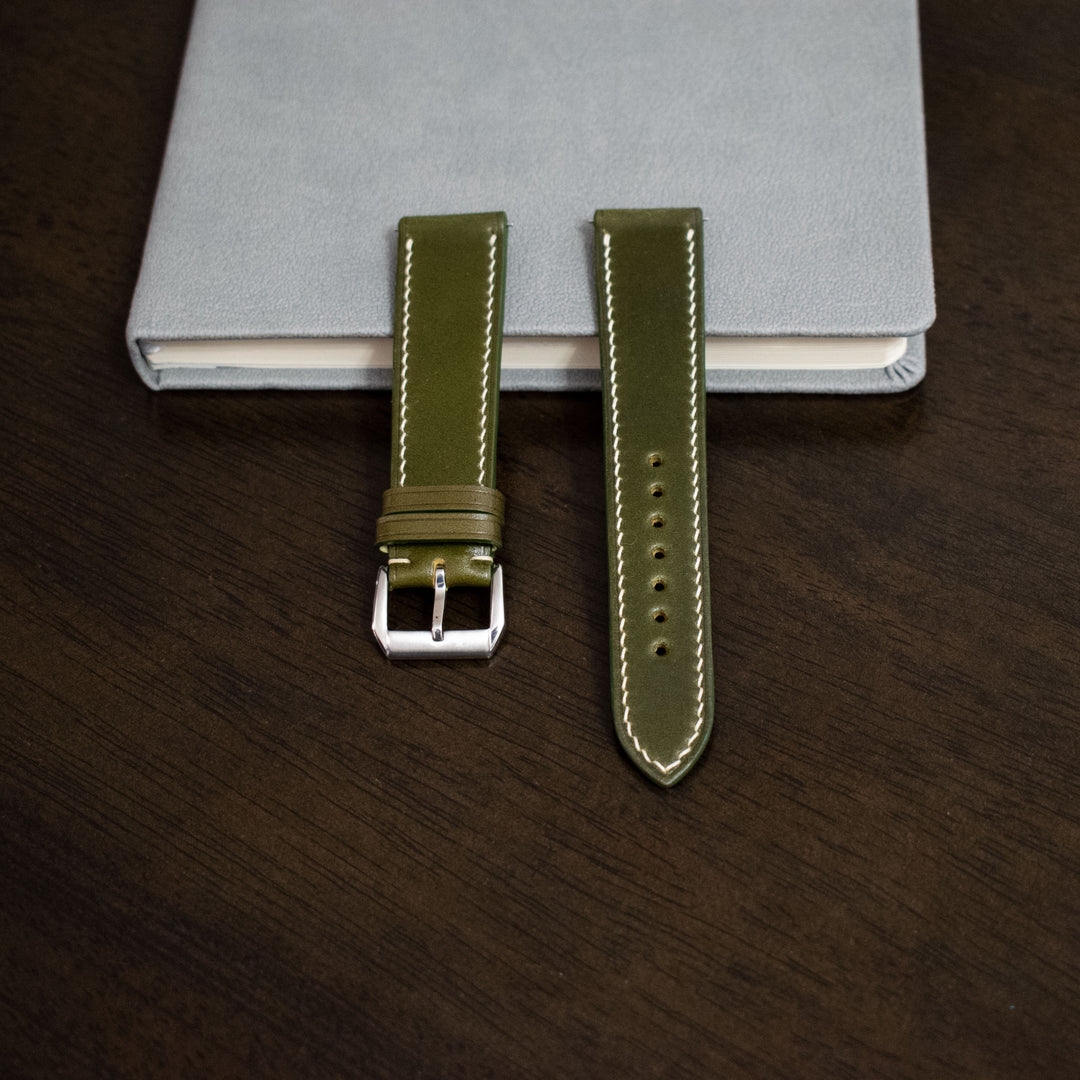 SHELL CORDOVAN | OLIVE GREEN LEATHER WATCH STRAP | DUBAI | OPTO WATCH CO_opto-watch-co.